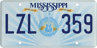MS license plate LZL359
