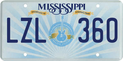 MS license plate LZL360