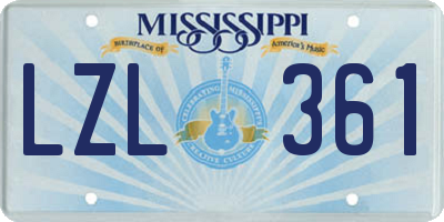 MS license plate LZL361