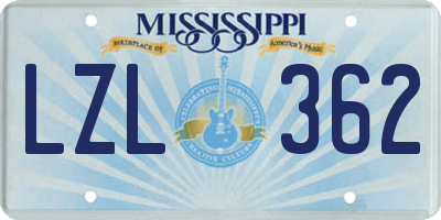 MS license plate LZL362