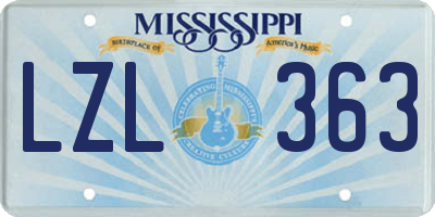 MS license plate LZL363
