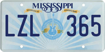 MS license plate LZL365