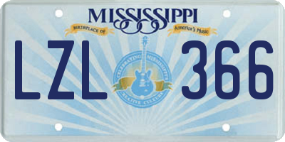 MS license plate LZL366
