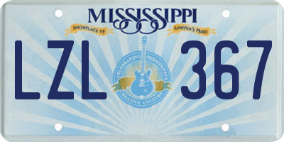 MS license plate LZL367