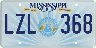 MS license plate LZL368