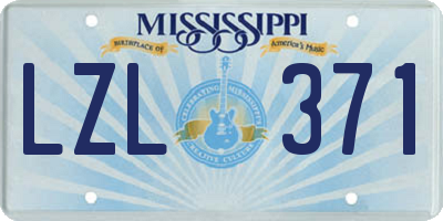MS license plate LZL371