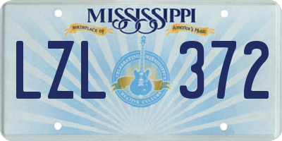 MS license plate LZL372