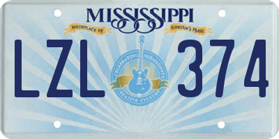 MS license plate LZL374