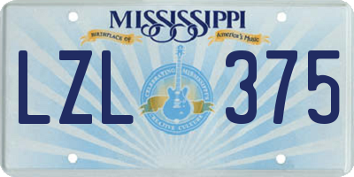 MS license plate LZL375