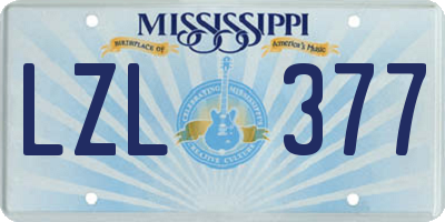 MS license plate LZL377