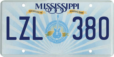 MS license plate LZL380