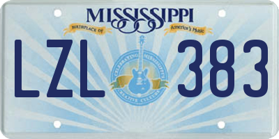 MS license plate LZL383