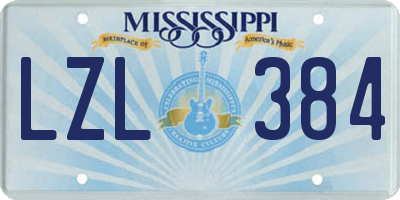 MS license plate LZL384