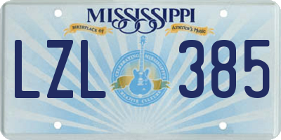 MS license plate LZL385
