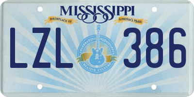 MS license plate LZL386