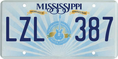 MS license plate LZL387