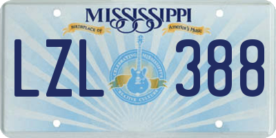 MS license plate LZL388