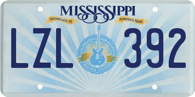 MS license plate LZL392