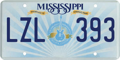 MS license plate LZL393