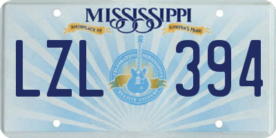 MS license plate LZL394