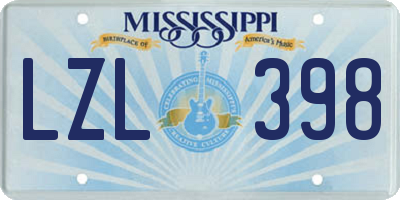 MS license plate LZL398
