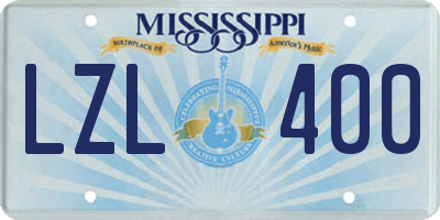 MS license plate LZL400