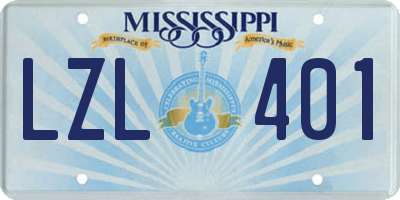 MS license plate LZL401