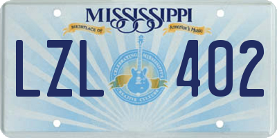 MS license plate LZL402