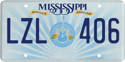 MS license plate LZL406