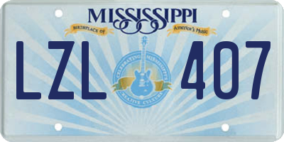 MS license plate LZL407