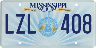 MS license plate LZL408