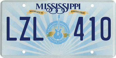 MS license plate LZL410