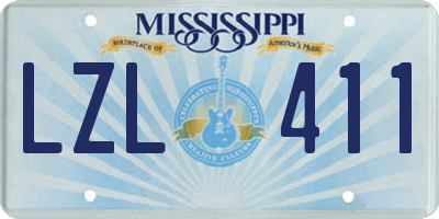 MS license plate LZL411