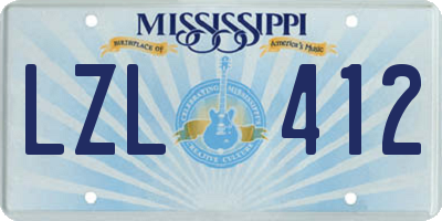 MS license plate LZL412