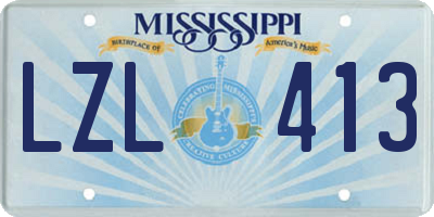 MS license plate LZL413