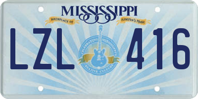 MS license plate LZL416