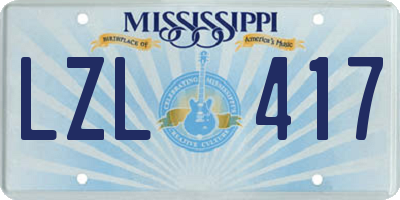 MS license plate LZL417