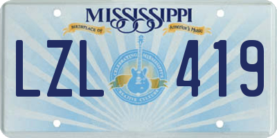 MS license plate LZL419