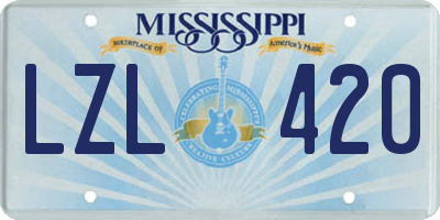 MS license plate LZL420