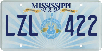 MS license plate LZL422
