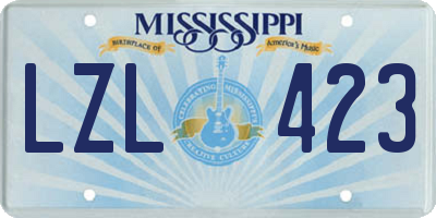 MS license plate LZL423