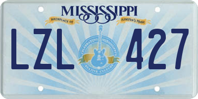 MS license plate LZL427
