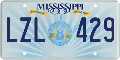 MS license plate LZL429