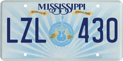 MS license plate LZL430