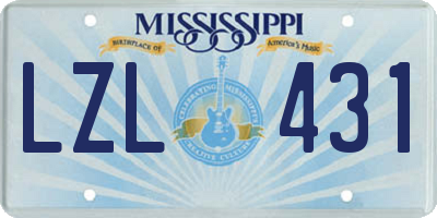 MS license plate LZL431