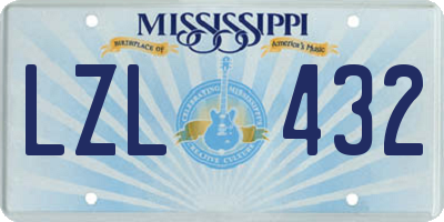 MS license plate LZL432