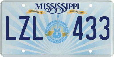MS license plate LZL433