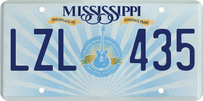 MS license plate LZL435