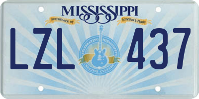 MS license plate LZL437