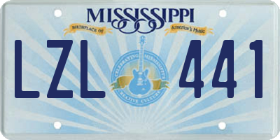 MS license plate LZL441